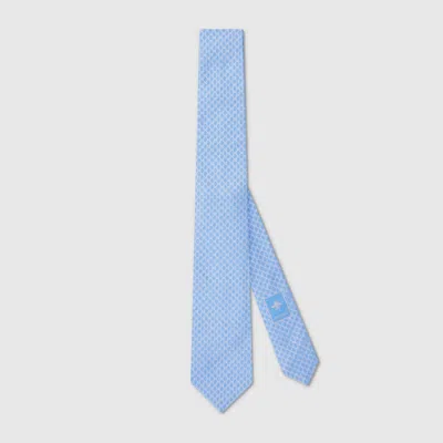 Gucci Gg Silk Jacquard Tie In Blue