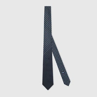 Gucci Gg Silk Jacquard Tie In Blue