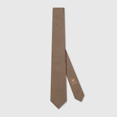 Gucci Gg Silk Jacquard Tie In Brown