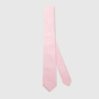Gucci Gg Silk Jacquard Tie In Pink