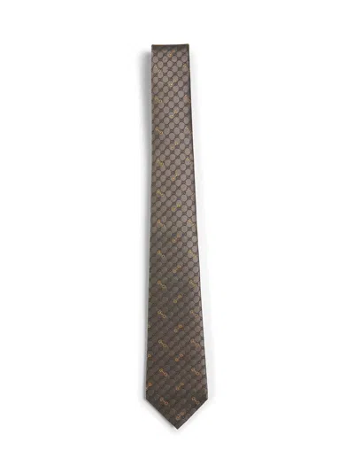Gucci Gg Silk Jacquard Tie In Sand