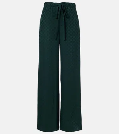 GUCCI GG SILK JACQUARD WIDE-LEG PANTS