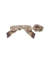 Gucci Gg Silk Scrunchie & Bow Set In Brown