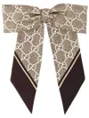 Gucci Gg Silk Jacquard Scrunchie In Beige