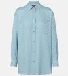 Gucci Womens Aqueous Monogram Relaxed-fit Silk Shirt In Blue