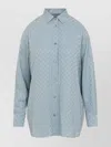 Gucci Womens Aqueous Monogram Relaxed-fit Silk Shirt In Blue