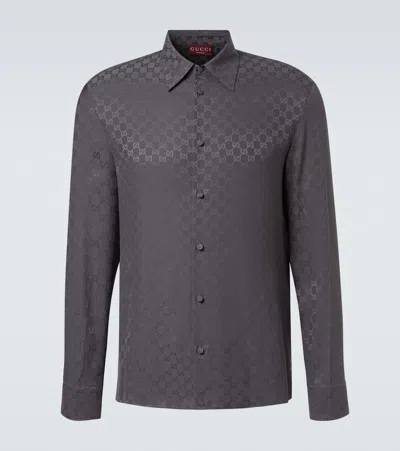 Gucci Gg Silk Shirt In Gray