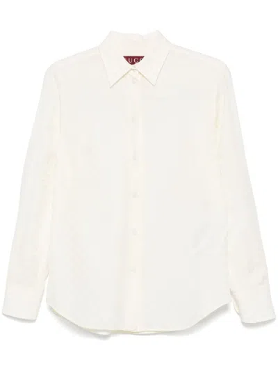 Gucci Silk Jacquard Shirt With Bra In White