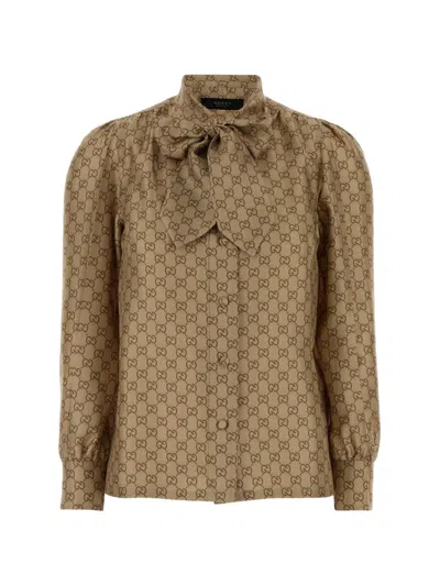 Gucci Gg Silk Shirt In Multi