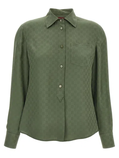 Gucci Gg Silk Shirt Shirt And Blouse Green