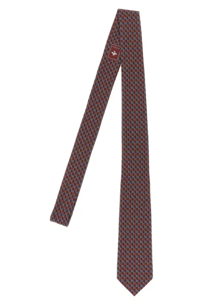 Gucci Gg Silk Tie In Brown