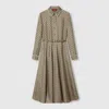 Gucci Gg Supreme-print Silk Midi Dress In Brown