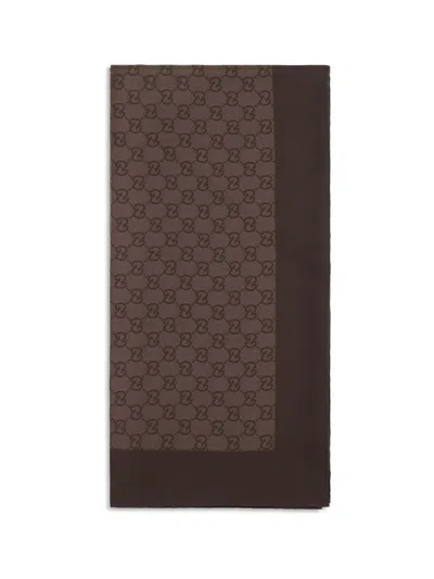 Gucci Gg Silk Twill Jacquard Scarf In Brown
