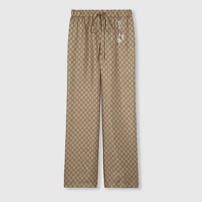 Gucci Gg Silk Twill Pants With Print