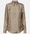 Gucci Women Printed Silk Shirt In Beige