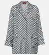 Gucci Womens Gg Supreme Oversized-fit Silk Shirt Blue White Mc In Blue/white/mc