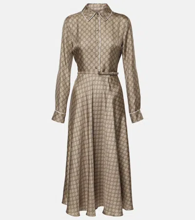GUCCI GG SILK TWILL SHIRT DRESS