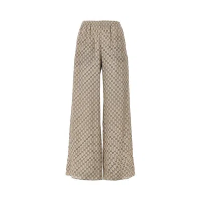 Gucci Gg Silk Wide-leg Pants In Neutral