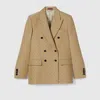 Gucci Wool And Silk Double-breasted Jacket In Brown