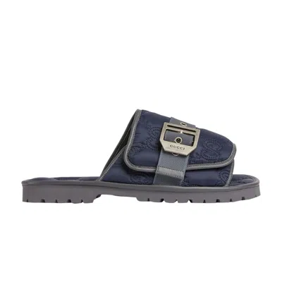 Pre-owned Gucci Gg Slide Sandal 'dark Blue' | Men's Size 8