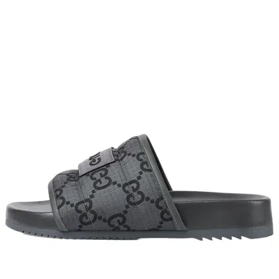 Gucci Gg Slide Sandal 'gg Monogram Grey Black'