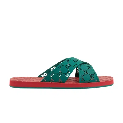 Pre-owned Gucci Gg Slide Sandal 'green' | Men's Size 7.5