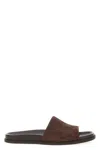 Gucci Brown Suede Open-toe Sandals With Logo Pattern