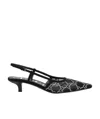 Gucci Gg Rhinestoned Mesh Slingback Pumps In Black