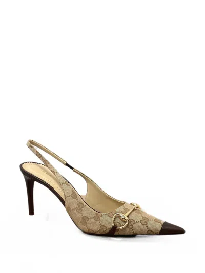 Gucci Gg Slingback Pumps In Neutral