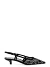 Gucci Gg Rhinestoned Mesh Slingback Pumps In Black