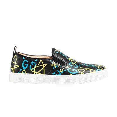 Pre-owned Gucci Gg Slip-on 'stars' | Black | Men's Size 7.5
