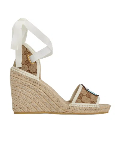 Gucci Gg Slope Heel Sandals In Nude