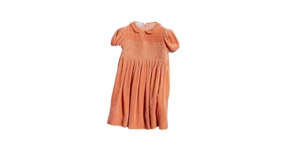 Gucci Gg Smock Embroidery Peter Pan Collar Dress In Orange