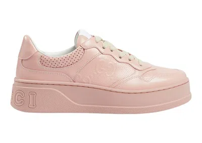 Pre-owned Gucci Gg Sneaker Embossed (women's) Sneakers In Pale Pink