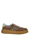 Gucci Textured Leather Sneakers With Branded Chunky Outsole In Brown