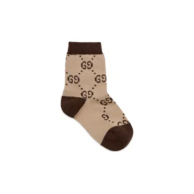 Gucci Baby Gg Socks In Beige