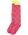 Gucci Patterned Logo Socks With Contrasting Toe And Heel In Pink