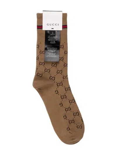 Pre-owned Gucci Gg Socks. W/tags In Brown