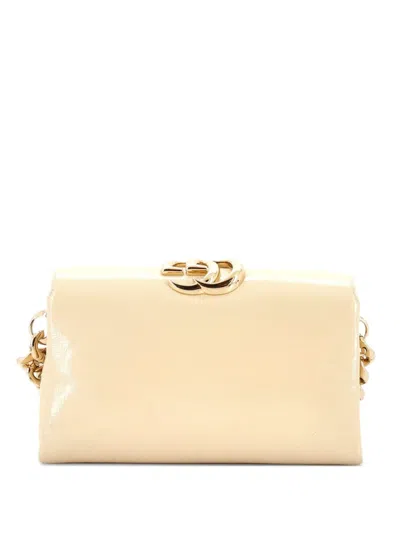 Pre-owned Gucci Gg Soft Chain Handle Bag Patent Small Satchel In White
