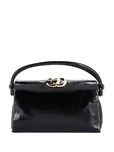Pre-owned Gucci Gg Soft Top Handle Bag Patent Small Satchel In Black