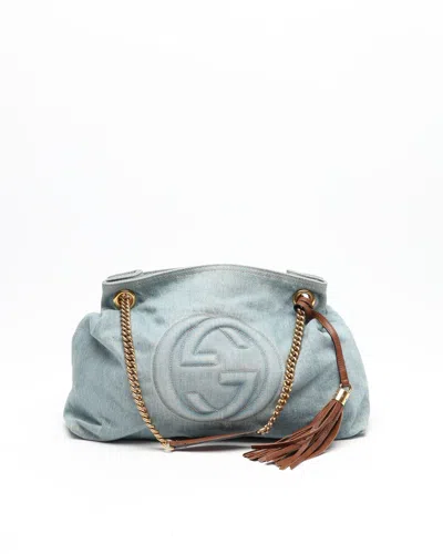 Gucci Gg Soho Denim Shoulder Bag In Blue