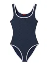 Gucci Gg Printed One-piece Swimsuit In Blue
