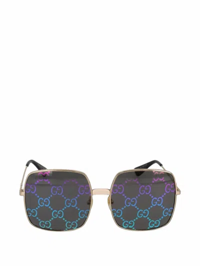 Pre-owned Gucci Gg Square Sunglasses In Gold