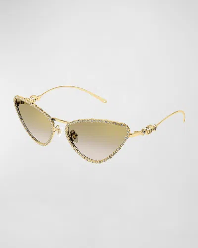 Gucci Gg Star Embellished Metal Cat-eye Sunglasses In Gold
