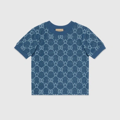 Gucci Kids' Gg Stars Cotton T-shirt In Blue
