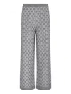Gucci Crystal-embellished Metallic Wool-blend Wide-leg Pants In Gray