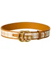 Gucci Gg Straw & Leather Belt In Brown