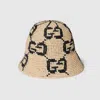 Gucci Embellished Straw Bucket Hat In Beige