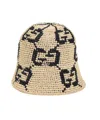Gucci Gg Straw Cloche Hat In Nude