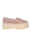 Gucci Gg Straw Platform Shoes In Nude